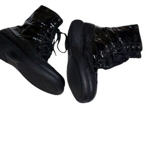 Sonia Rykiel black patent leather Steampunk Goth  laceup boots size 8